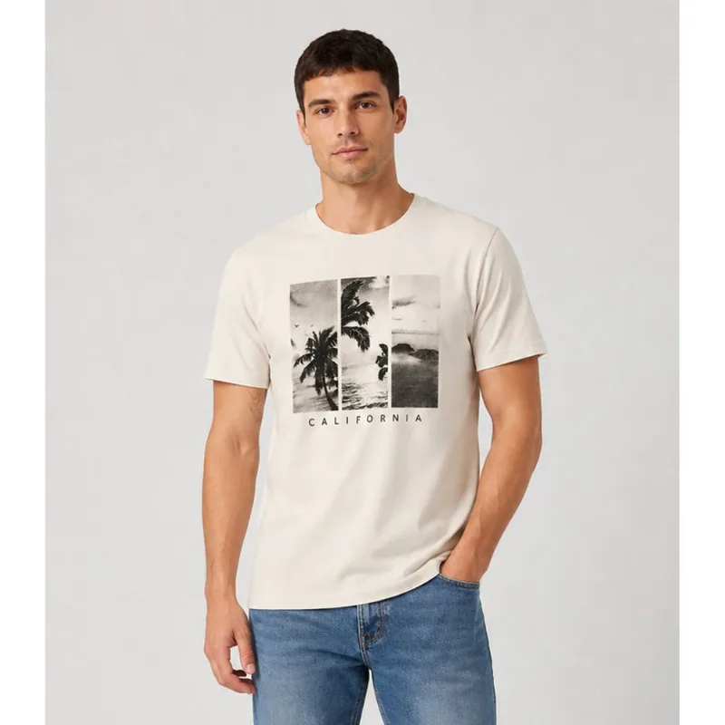 Camiseta Masculina Manga Curta Algodão Select Bege M