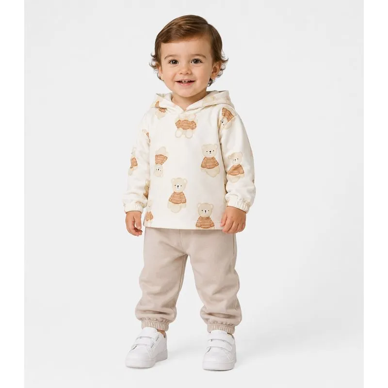 Conjunto Infantil Blusão Com Capuz E Calça Select Bege 1