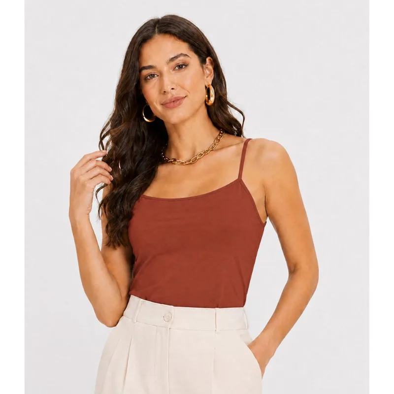 Regata Cotton Básica Feminina KO Marrom M