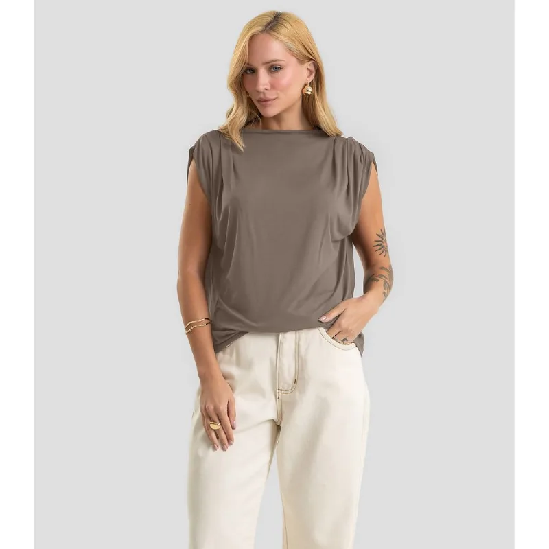 Blusa Feminina Gola Chaminé Visco Premiere Dianna Marrom GG