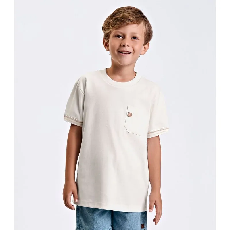 Camiseta Verão Menino Em Suedine Trick Nick Bege 16