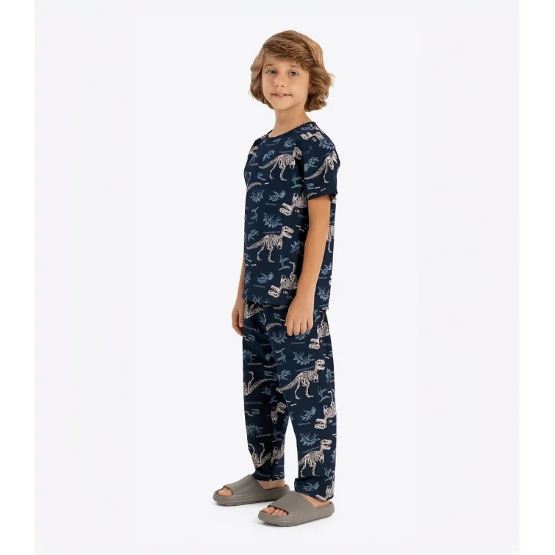 Pijama Verão Menino Com Calça Rovi Kids Azul 10