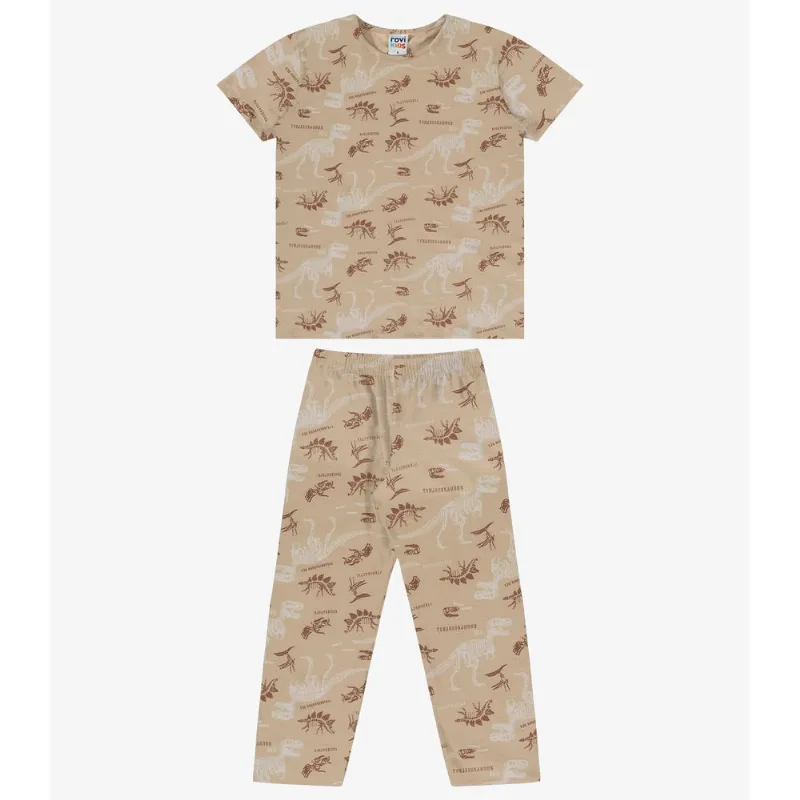 Pijama Verão Menino Com Calça Rovi Kids Bege 14