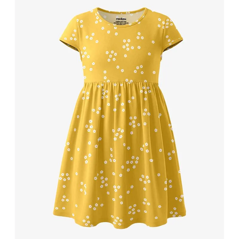 Vestido Infantil Em Cotton Leve Rovi Kids Amarelo 3