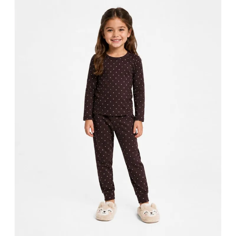 Pijama Menina Blusa Manga Longa E Calça Select Marrom 4