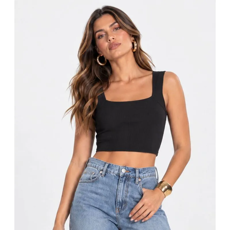 Cropped Feminino De Ribana Infinita Cor Preto P
