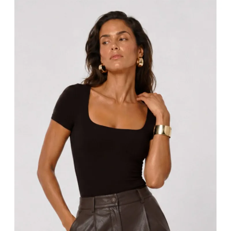 Body Feminino Decote Quadrado Suplex Atendencia Preto G