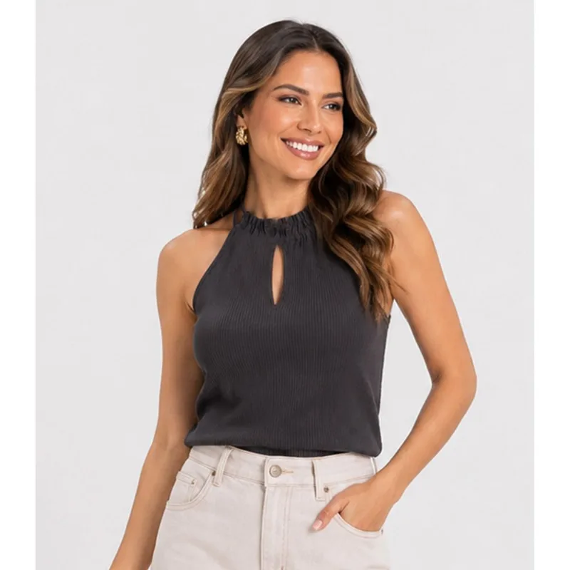 Blusa Feminina Com Decote Em V Infinita Cor Cinza P