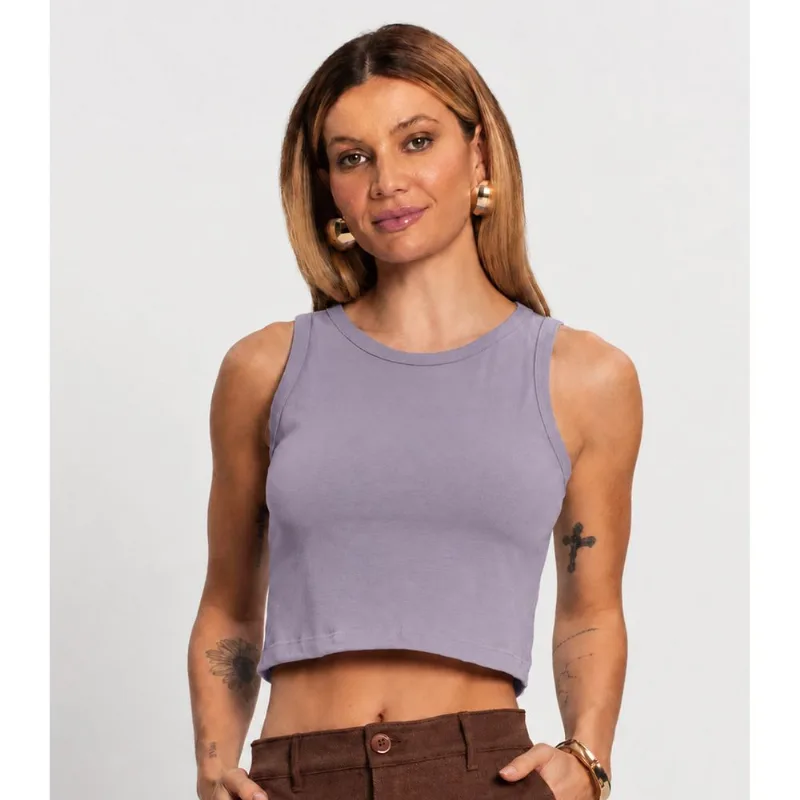 Regata Feminina Cropped Cotton 30 Básica KO Cinza G