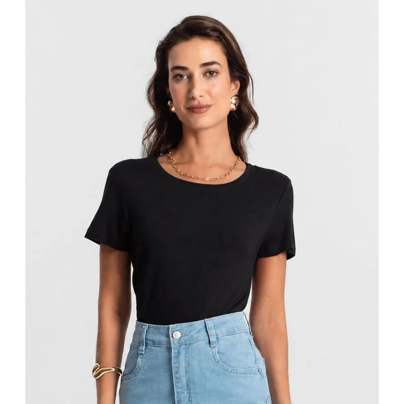 Blusa Feminina manga Curta KO Preto G