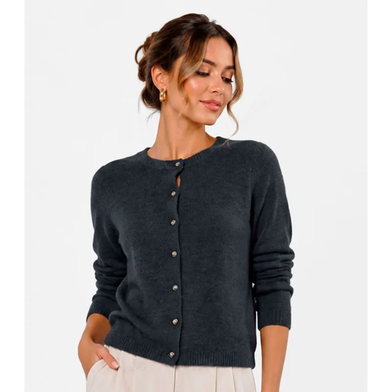 Cardigan Feminino Em Tricot Infinita Cor Azul G3