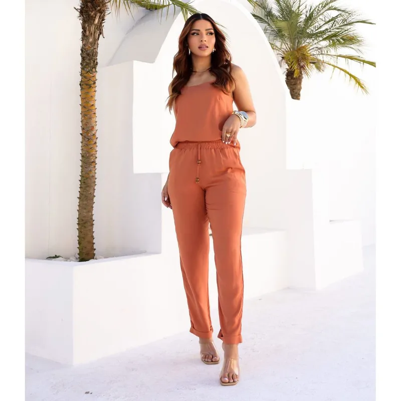 Conjunto Feminino Em Viscose Unique Fashion Laranja M