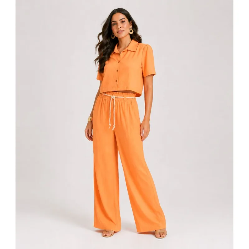 Conjunto Feminino Em Viscolinho Unique Fashion Laranja P