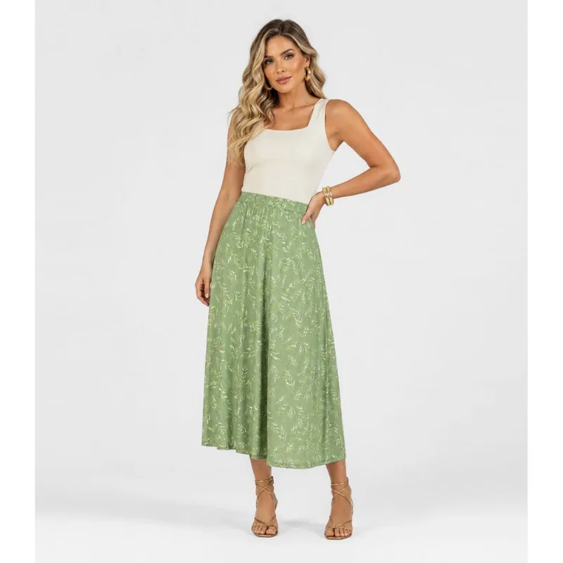 Saia Midi Com Recorte Nas Costas Infinita Cor Verde G