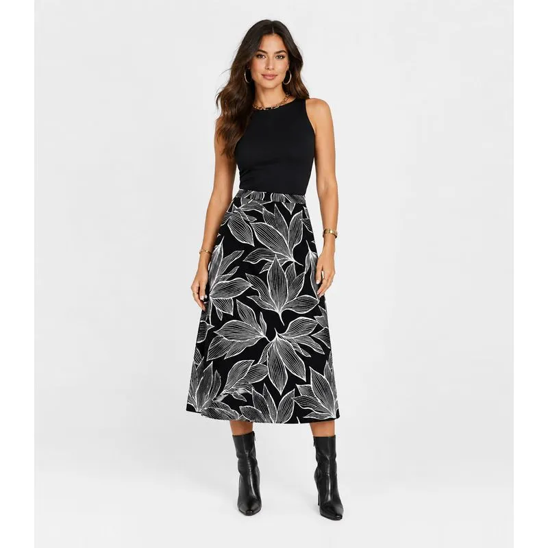 Saia Midi Com Recorte Nas Costas Infinita Cor Preto M