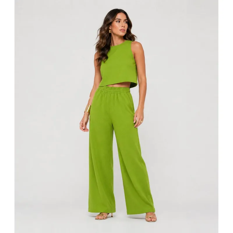 Conjunto Feminino Em Tecido Duna Unique Fashion Verde P
