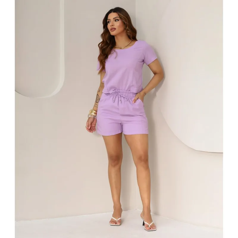 Conjunto Feminino Em Linho Unique Fashion Roxo P