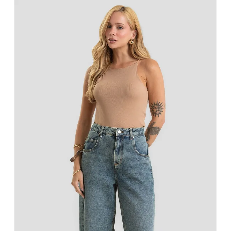 Blusa De Alça Feminina Ribana Dianna Marrom G