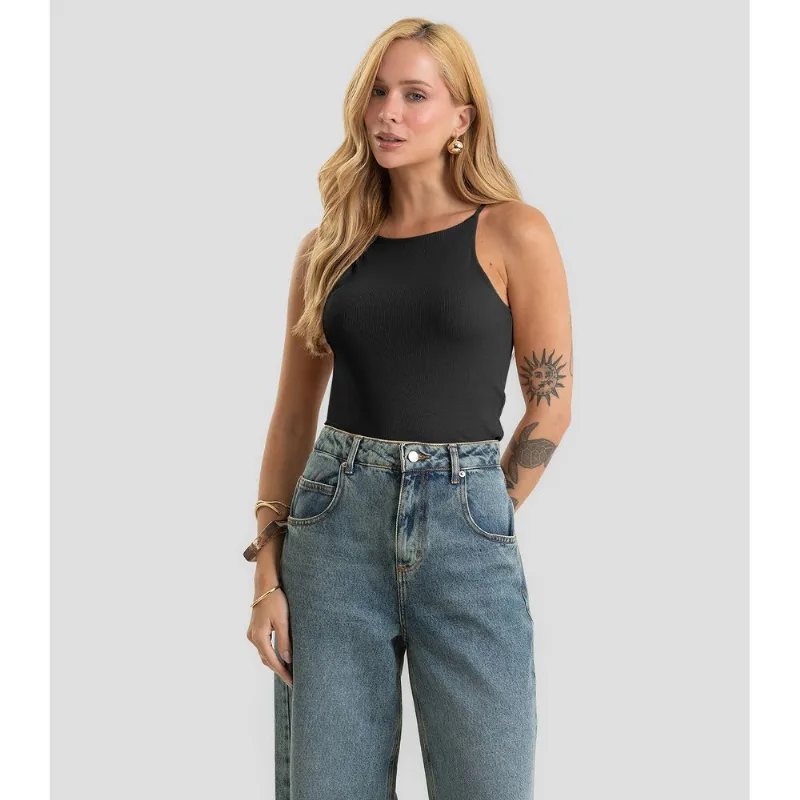 Blusa De Alça Feminina Ribana Dianna Preto GG
