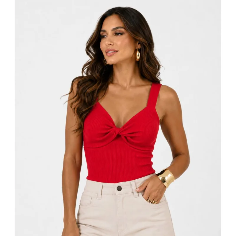 Regata Feminina Com Decote Torcido Rovitex Vermelho G