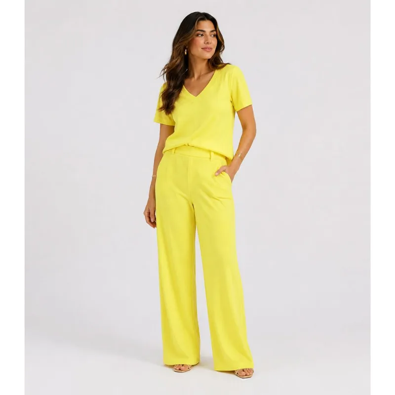 Conjunto Feminino Em Polilinho Unique Fashion Amarelo P