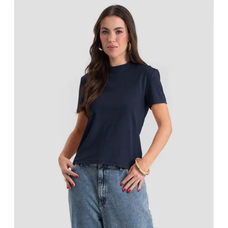 Blusa Feminina Suedine Gola Reforçada Dianna Azul PP