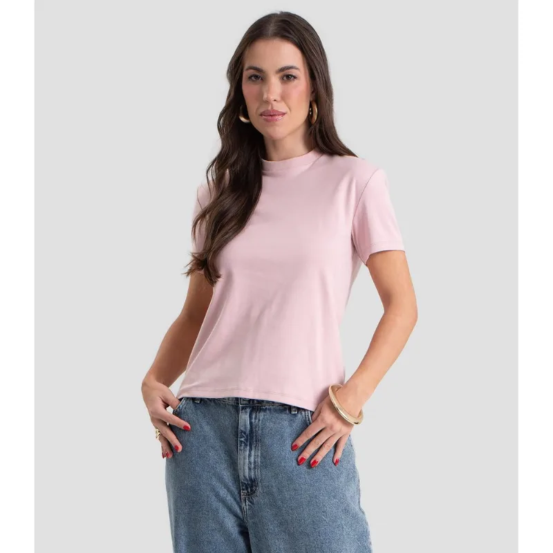 Blusa Feminina Suedine Gola Reforçada Dianna Rosa P