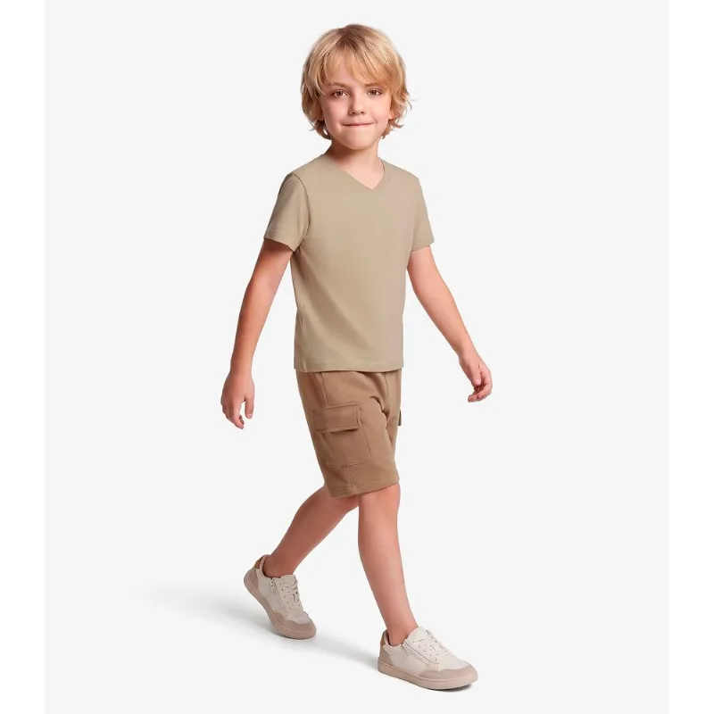 Camiseta Infantil Masculina Meia Malha Rovi Kids Bege 1