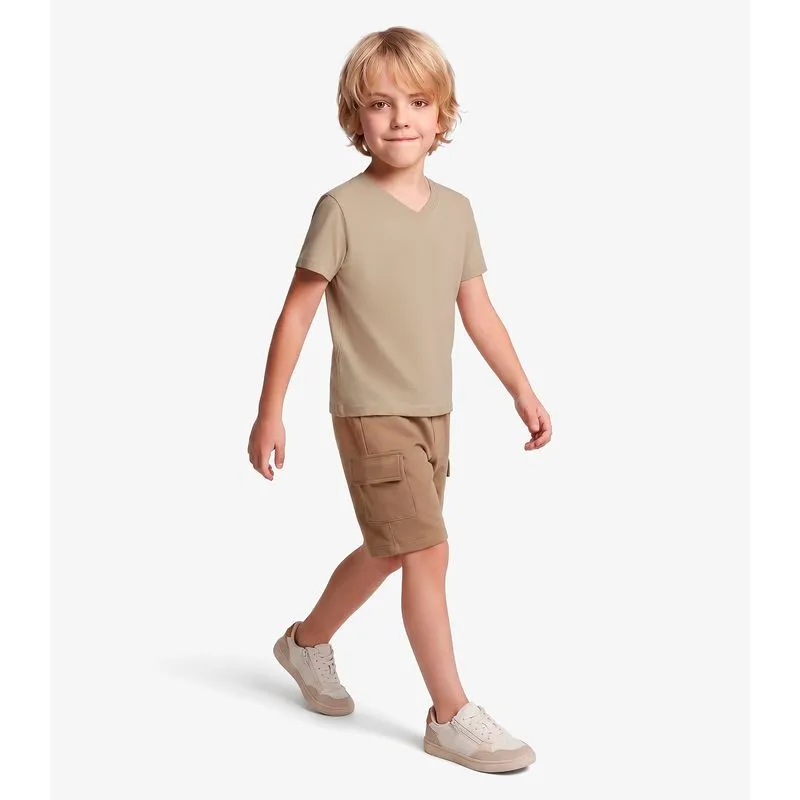 Camiseta Infantil Masculina Meia Malha Rovi Kids Bege 3