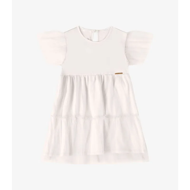 Vestido Tule Verão Menina Rovi Kids Bege P