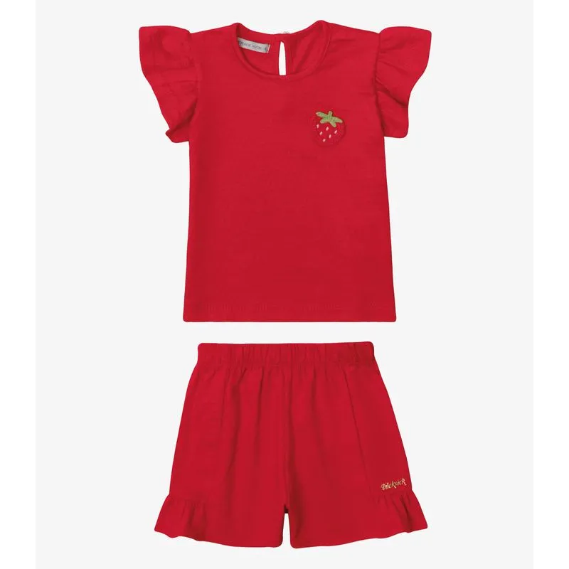 Conjunto Verão Menina Curto Com Patch Trick Nick Vermelho 1