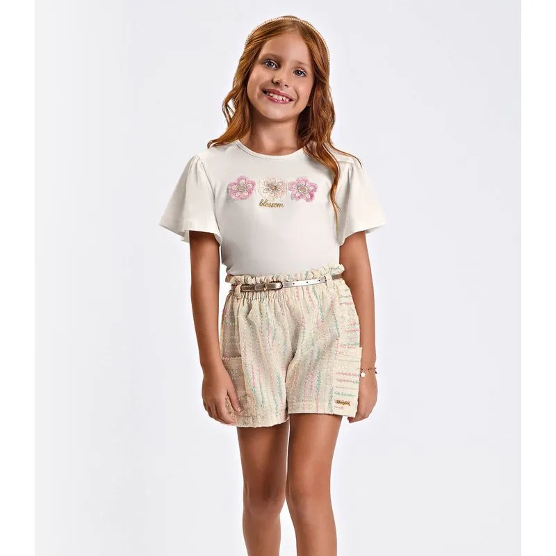 Conjunto Verão Menina Curto Com Bolso Trick Nick Bege 10