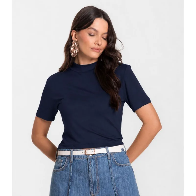 Blusa Cropped Feminina Select Azul GG