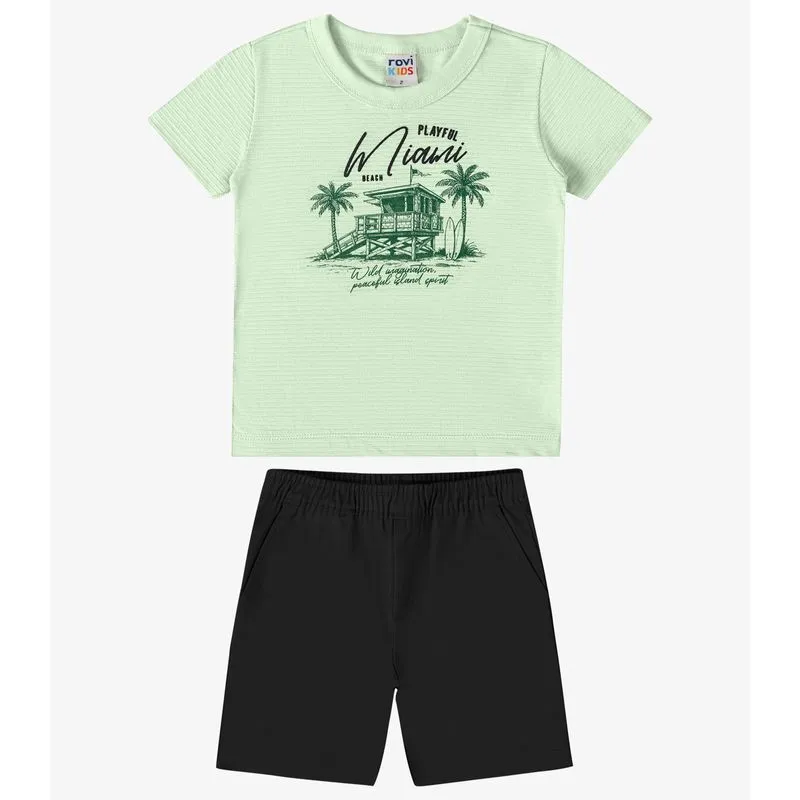 Conjunto Verão Menino Com Relevo Rovi Kids Verde 10