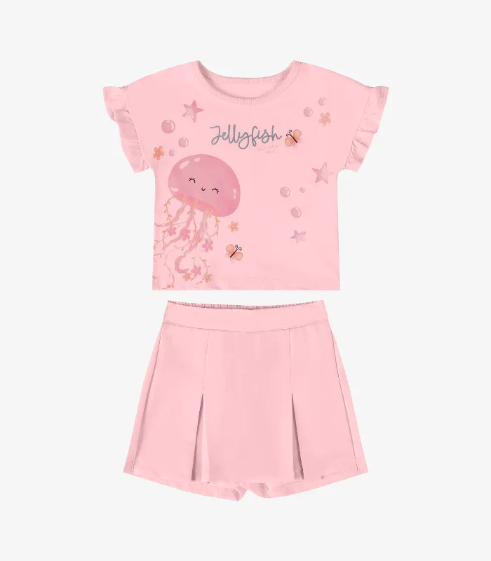 Conjunto Verão Menina Com Foil Rovi Kids Rosa 1