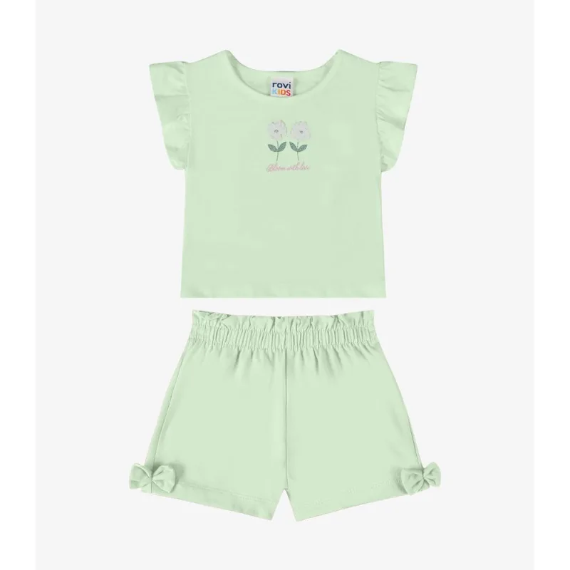 Conjunto Verão Menina Com Glitter Rovi Kids Verde 6