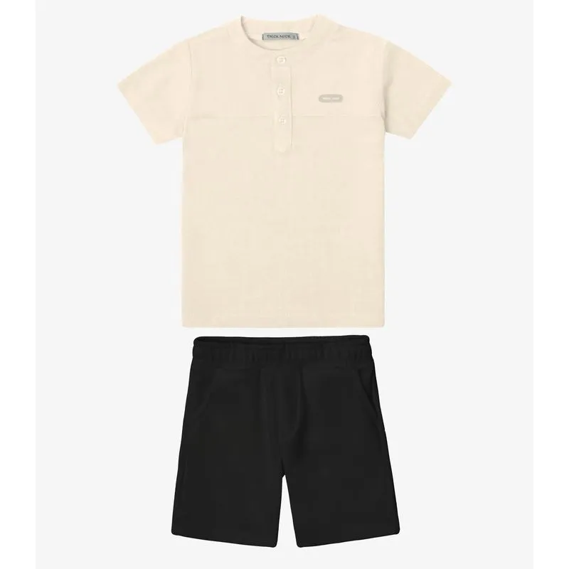 Conjunto Verão Menino Camisa E Bermuda Trick Nick Bege 8
