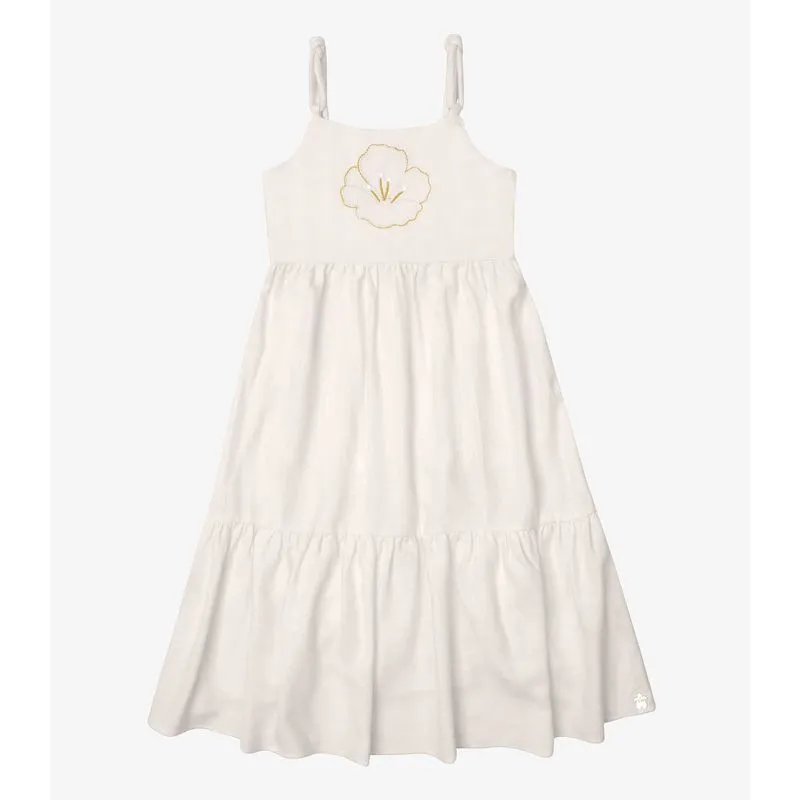 Vestido Verão Menina Midi Com Bordado Trick Nick Bege 10