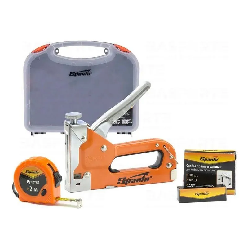 2x Jogo Grampeador Manual Trena 2m E 500 Grampos Sparta 4200
