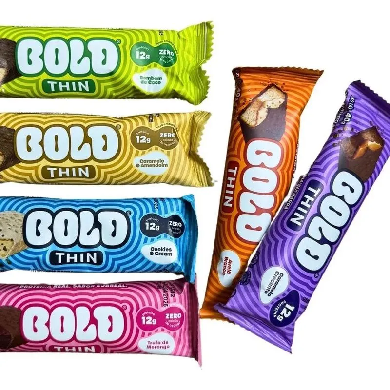 5x Bold Thin Caixa Mista 12un Barra Proteína Whey Sabores No