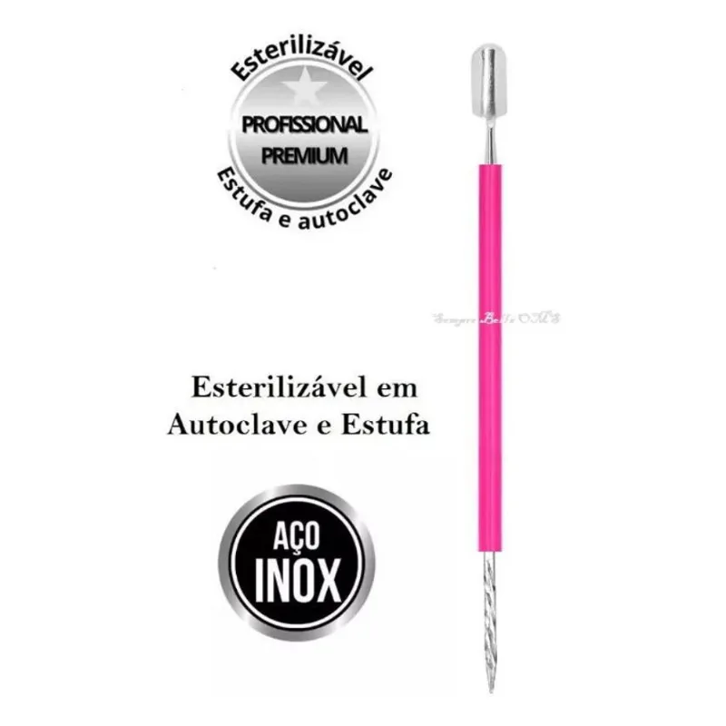 Espátula De Cutícula Com Palito Rosca Cutelaria Manicure Unh