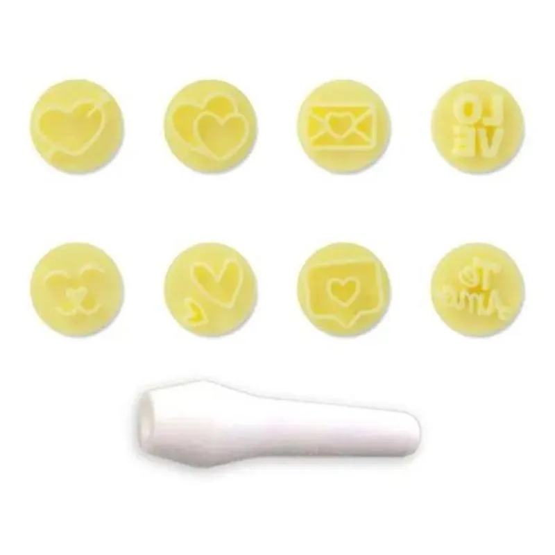 Kit Carimbos Amor Com 9 Peças Para Doces E Massas Cor Amarel
