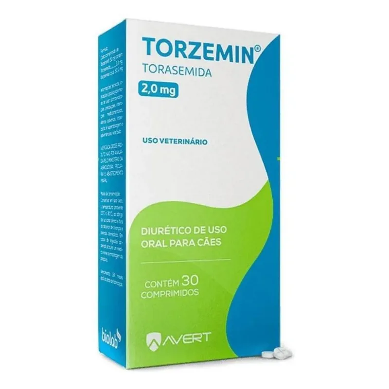2x Torzemin 2,0mg Diurético Para Cães Avert 30 Comprimidos