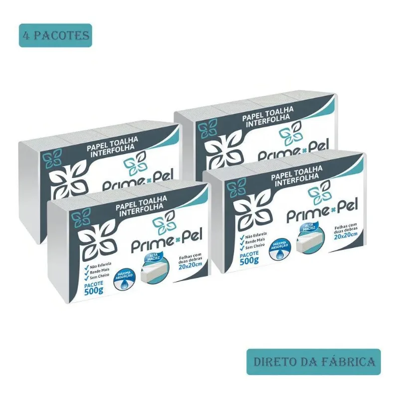 Papel Toalha Interfolha Branco Luxo Prime-pel Kit 4000 Folha