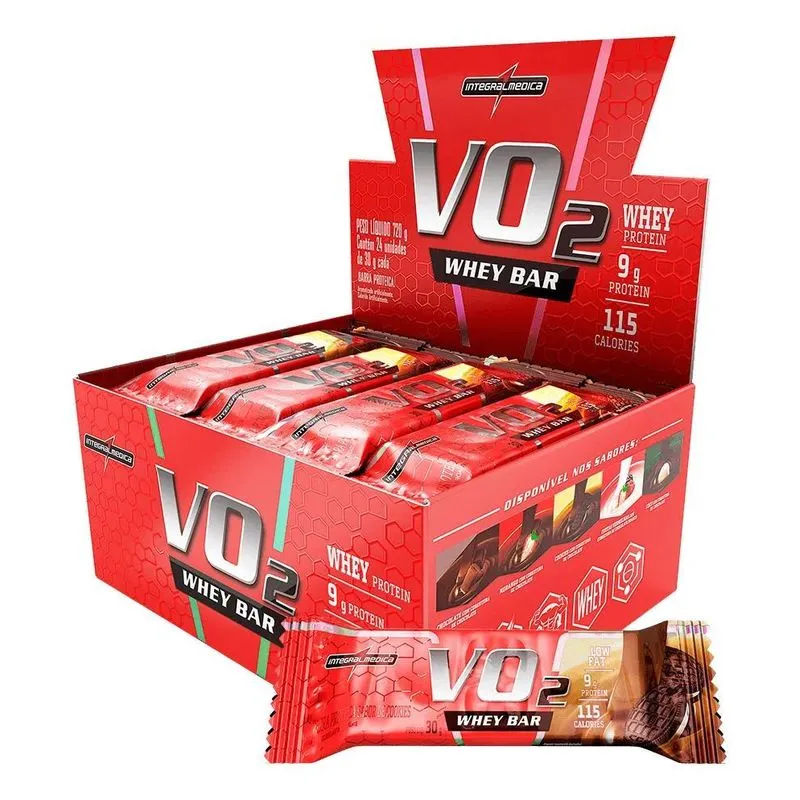 2x Barra De Proteína Vo2 Whey Bar 12 Unidades - Integralmédi
