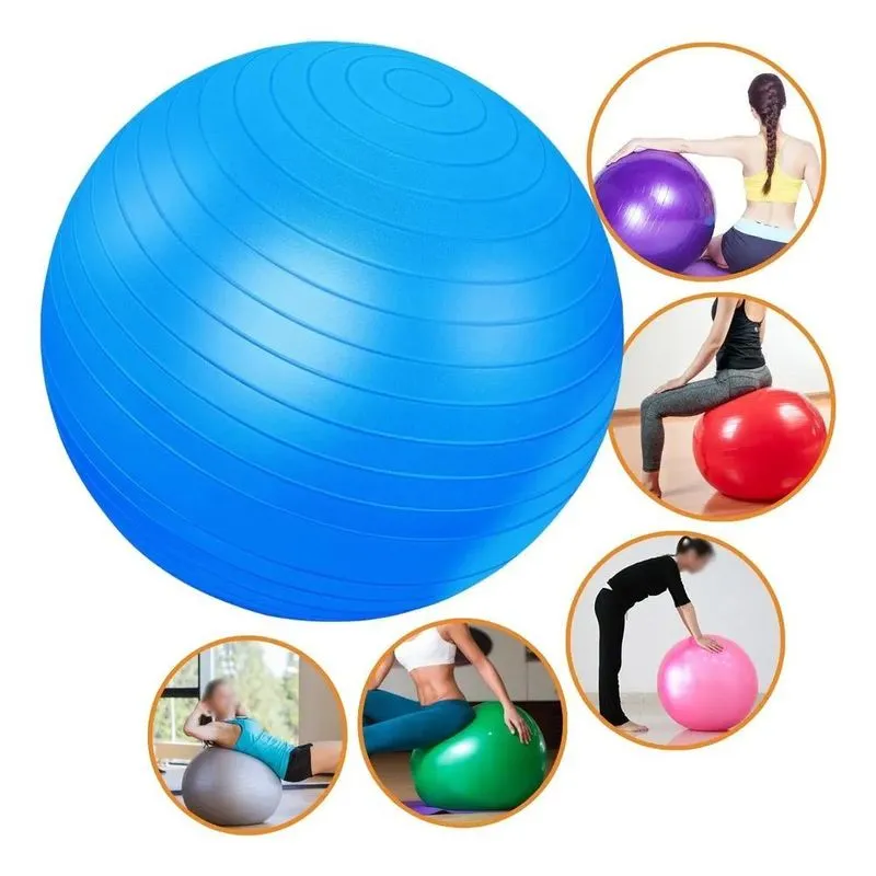 Bola Academia 65cm Alongamento Boa Postura + Bomba De Azul