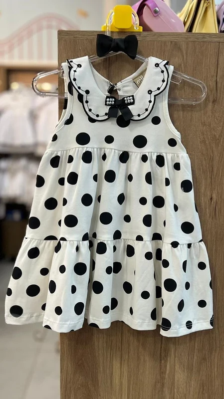 VESTIDO REGATA GOLA BABADO BORDADO POA LAÇO MENINA MILON OFF / 1