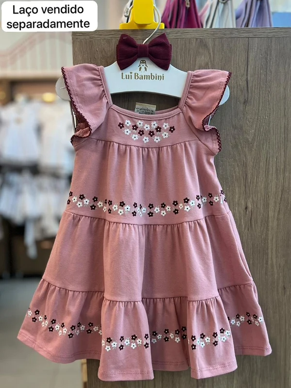 VESTIDO REGATA BABADO FLORES MENINA MILON Rosa / 1