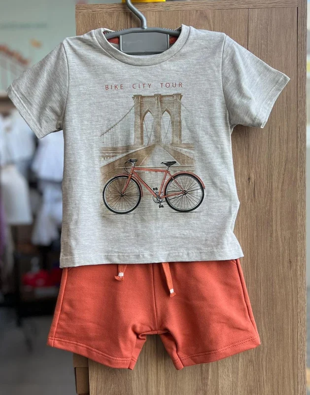 CONJUNTO CAMISETA MANGA CURTA BICICLETA E BERMUDA MENINO MILON MESCLA / 6