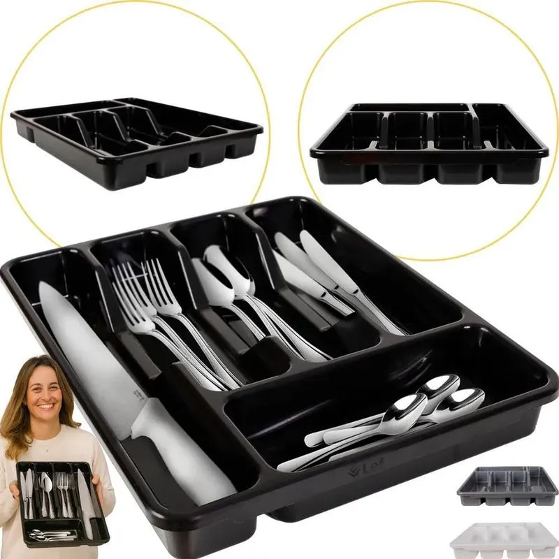 Organizador Gaveta Talheres 5 Divisões: Cozinha Prát - Preto